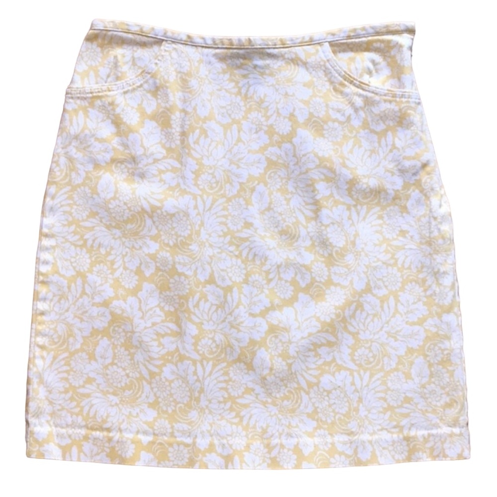 Vintage White and Yellow Floral Skirt with Pockets sz 6